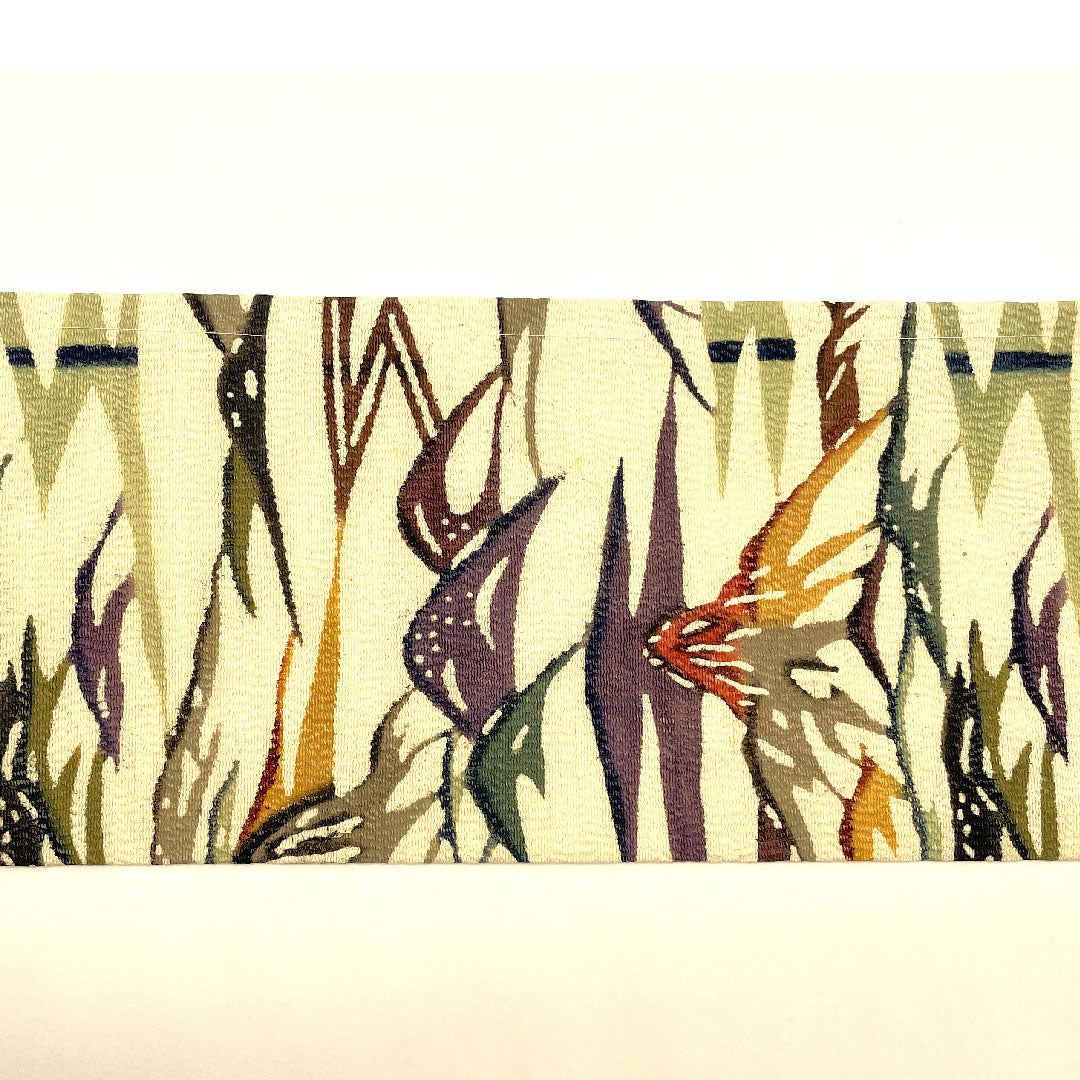 名古屋帯 山 京紅型 ちりめん 帯丈353cm 正絹 Sランク 六通 カジュアル 白系 1124000952311  名古屋仕立て