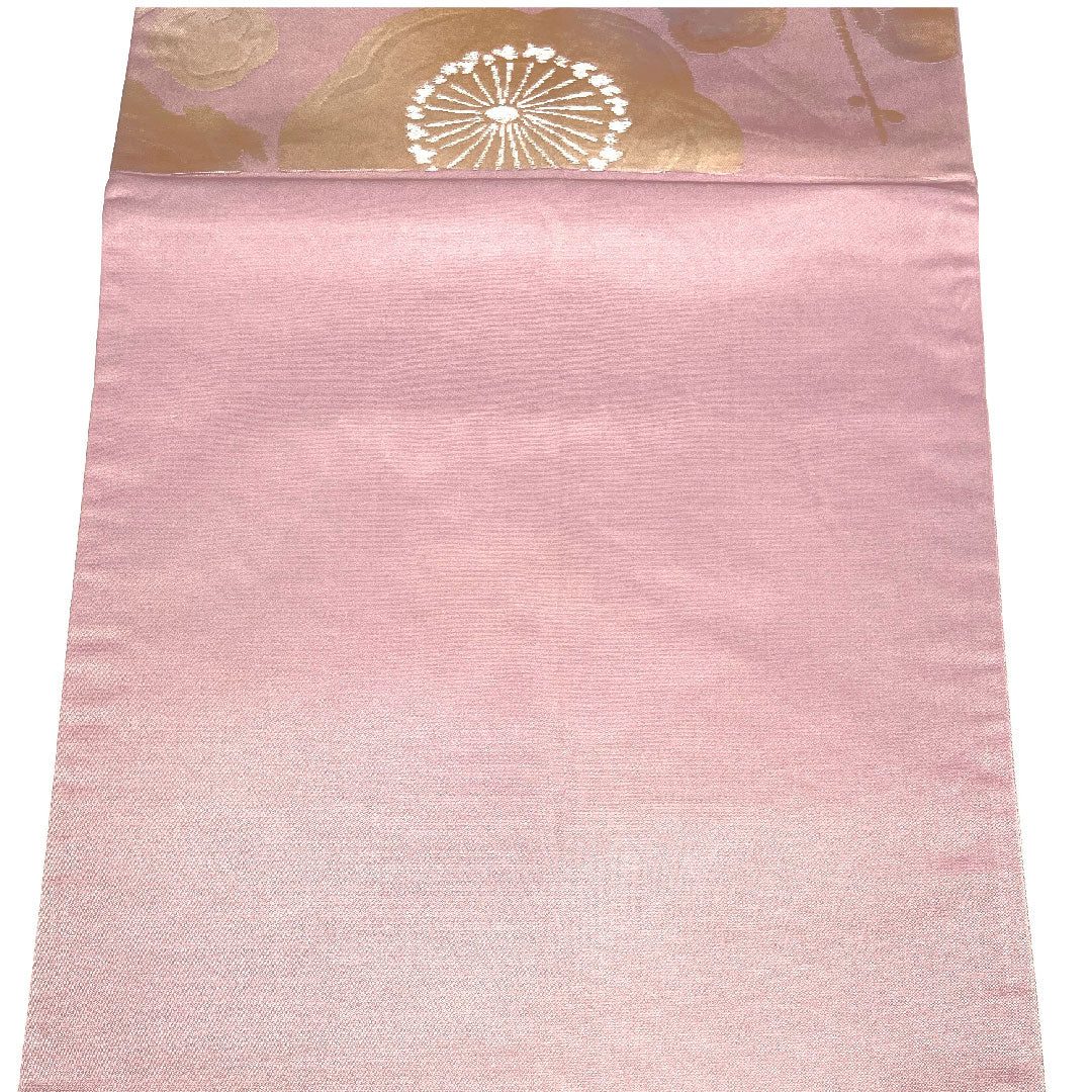 袋帯 梅 焼箔 帯丈429cm 正絹 Sランク 六通 セミフォーマル 紫系 1123002332320