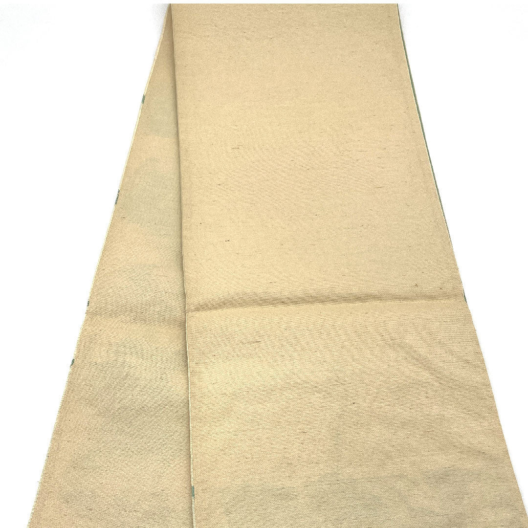 （未仕立）袋帯 単衣 唐花模様 帯丈412cm 正絹 Sランク 六通 カジュアル クリーム系 1123003272315