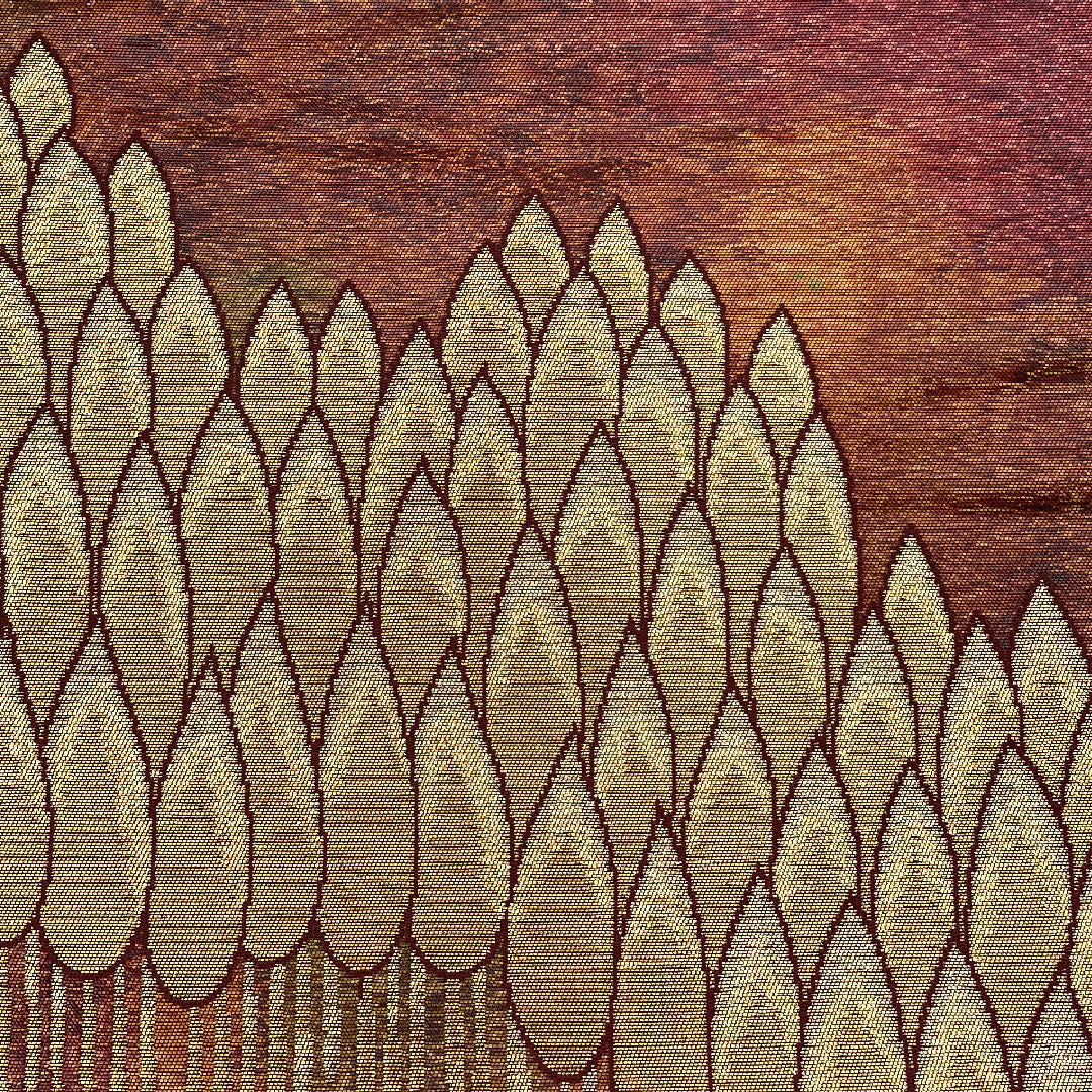 袋帯 風景画 引箔 帯丈417cm 正絹 Sランク 六通 フォーマル 茶系 1123000902314