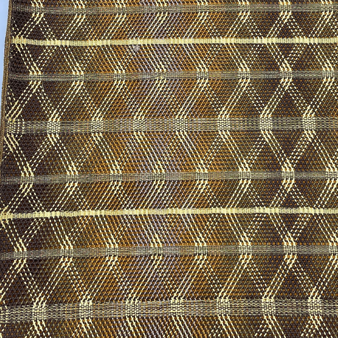 袋帯 組織り 幾何学模様 帯丈456cm 正絹 Sランク ポイント柄 セミフォーマル 茶系 1123000742414