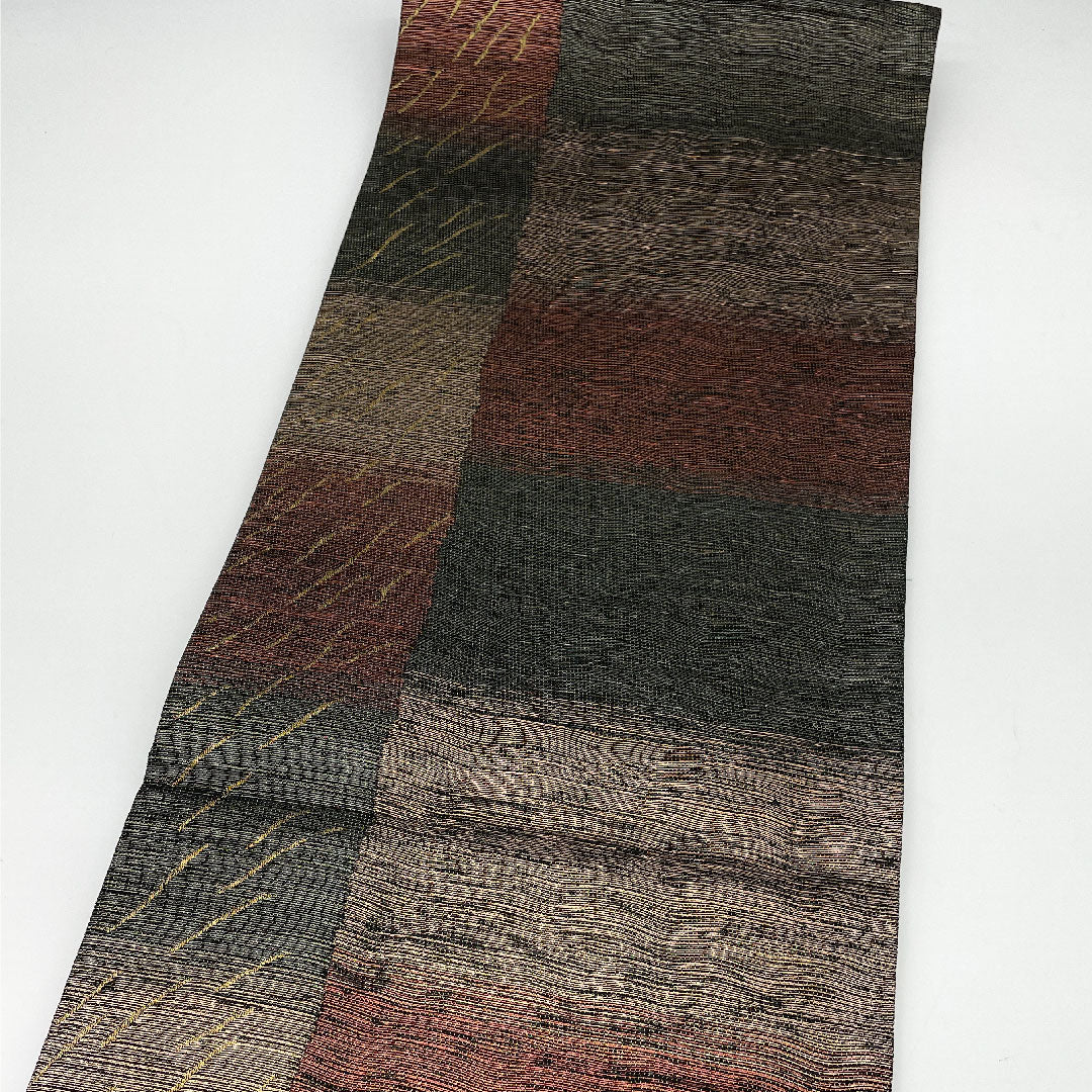 袋帯 帯丈440cm 正絹 Aランク 全通 カジュアル 緑系 1123000663319