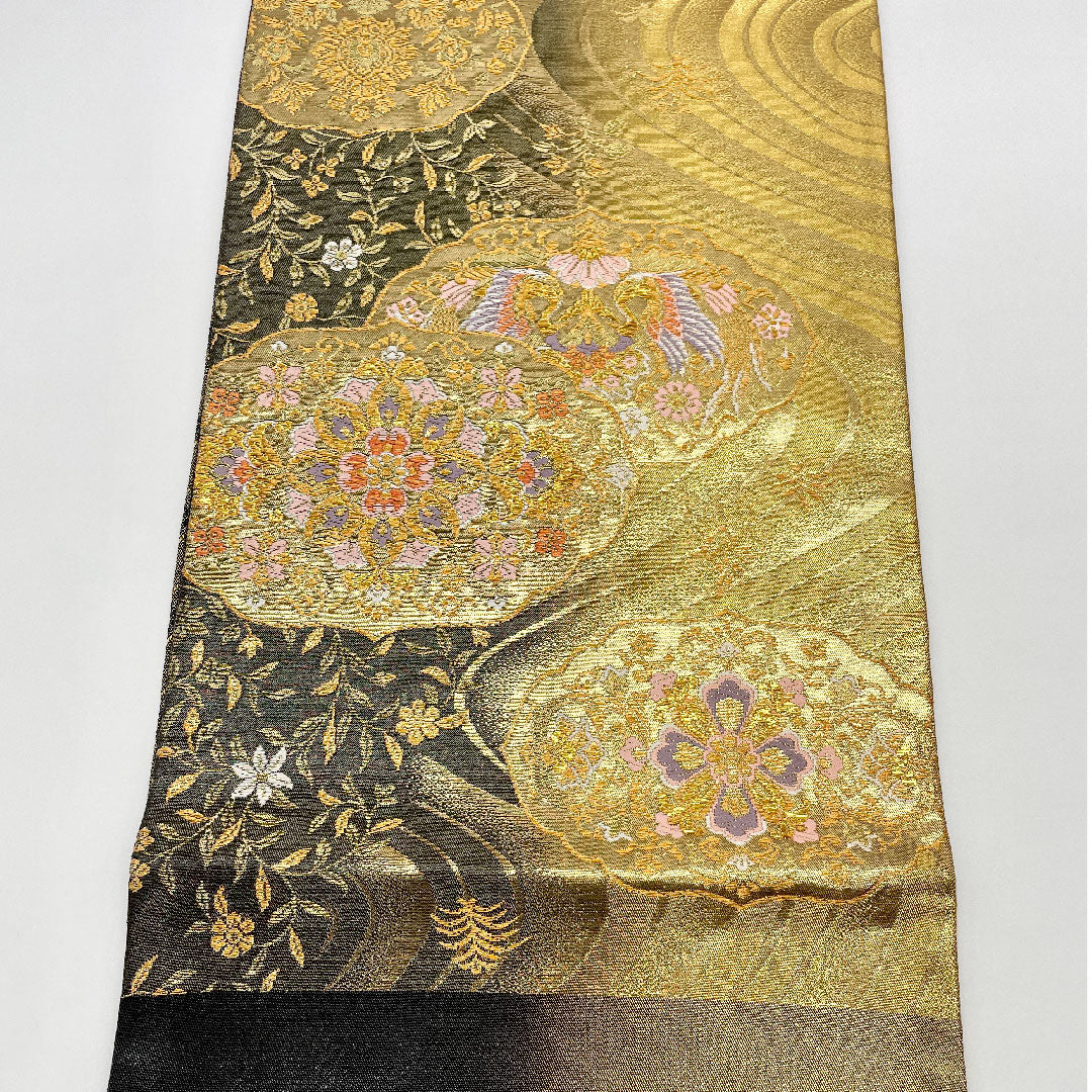 袋帯 帯丈424cm 正絹 Aランク 六通 フォーマル 金系 1123000613321