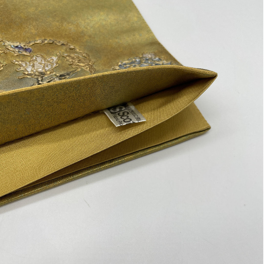 袋帯 幾何学模様 金彩加工 引箔 三原亜矢子 帯丈440cm 正絹 Aランク ポイント柄 フォーマル 金系 1123001053321