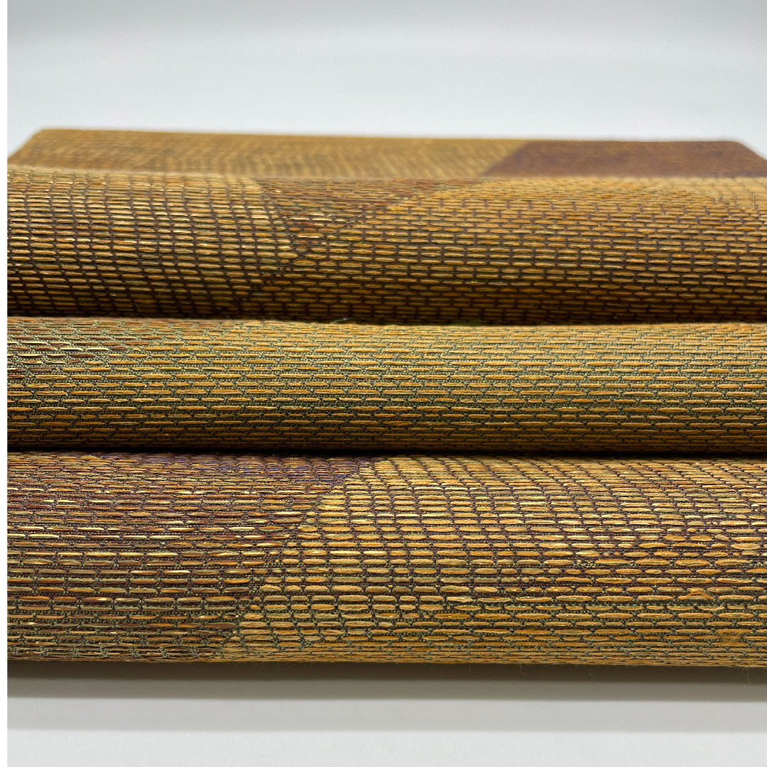 袋帯 幾何学模様 本泥染 帯丈430cm 正絹 Sランク 六通 セミフォーマル 茶系 1123001062314