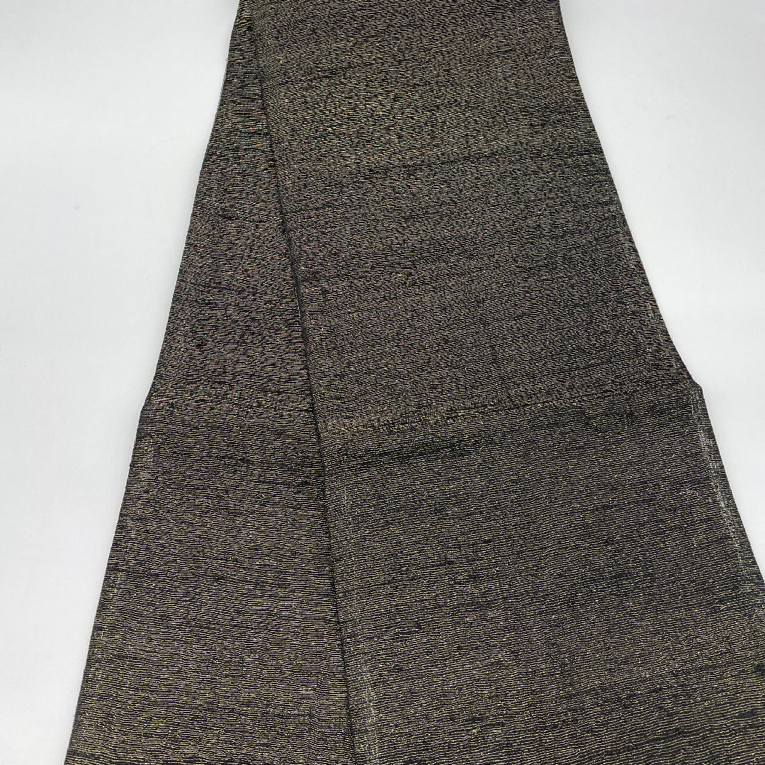 袋帯 幾何学模様 櫛織 全通 帯丈442cm 正絹 Sランク 全通 カジュアル 黒系 1123001072310