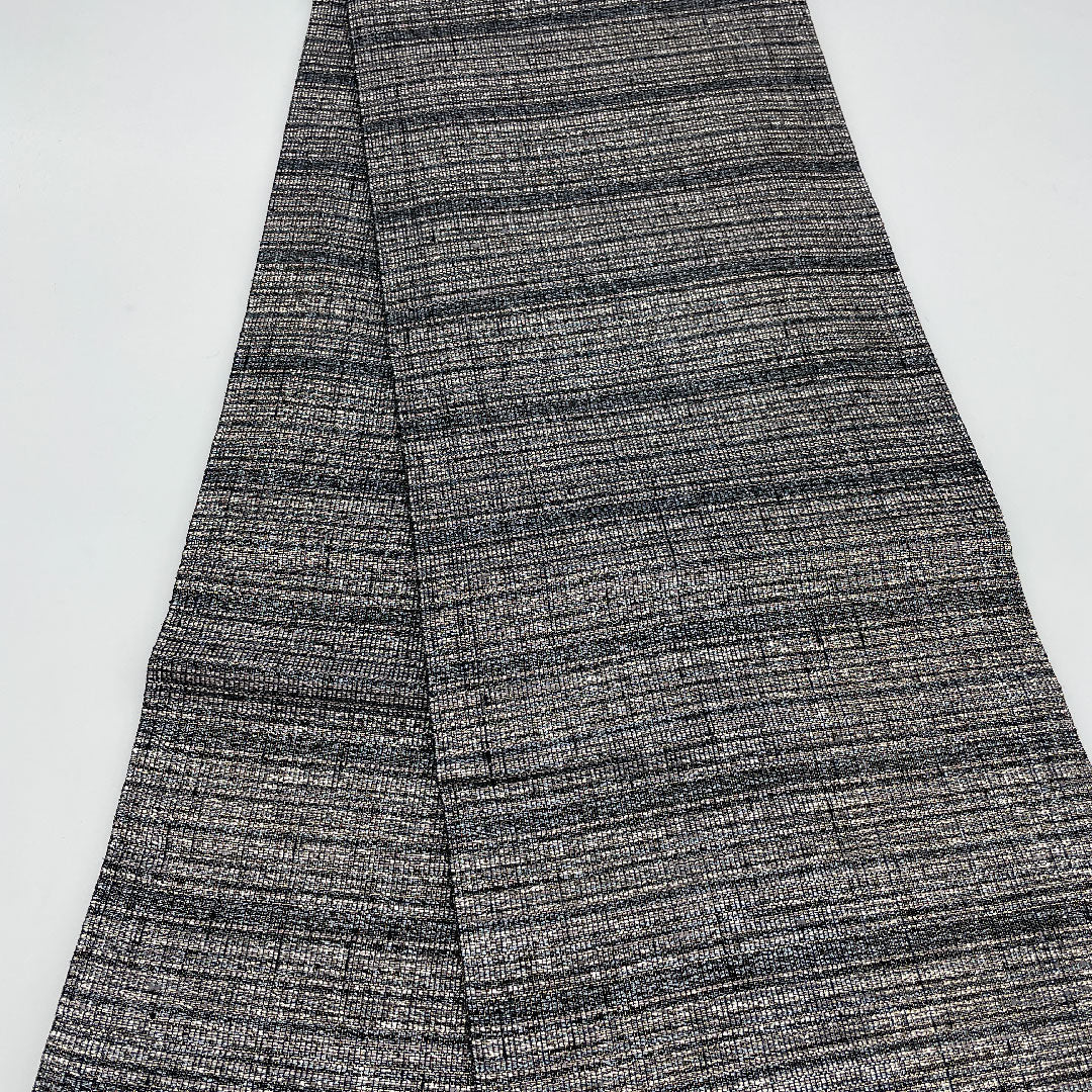 袋帯 両面全通 幾何学模様 帯丈450cm 正絹 Sランク 全通 カジュアル 黒系 1123000732310