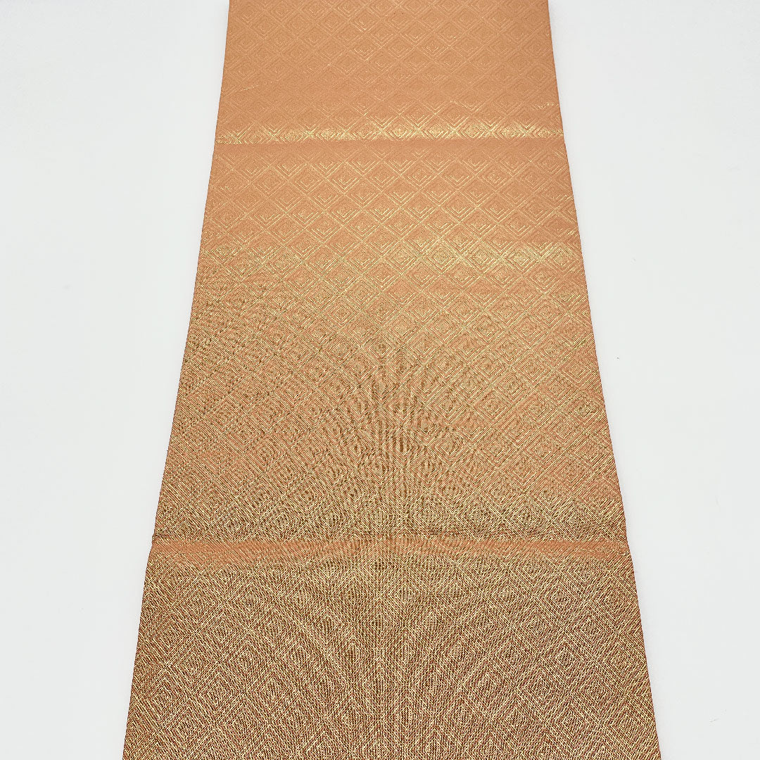 袋帯 朱金若松文 菱 帯丈455cm 正絹 Aランク 六通 フォーマル ピンク系 1123001153413