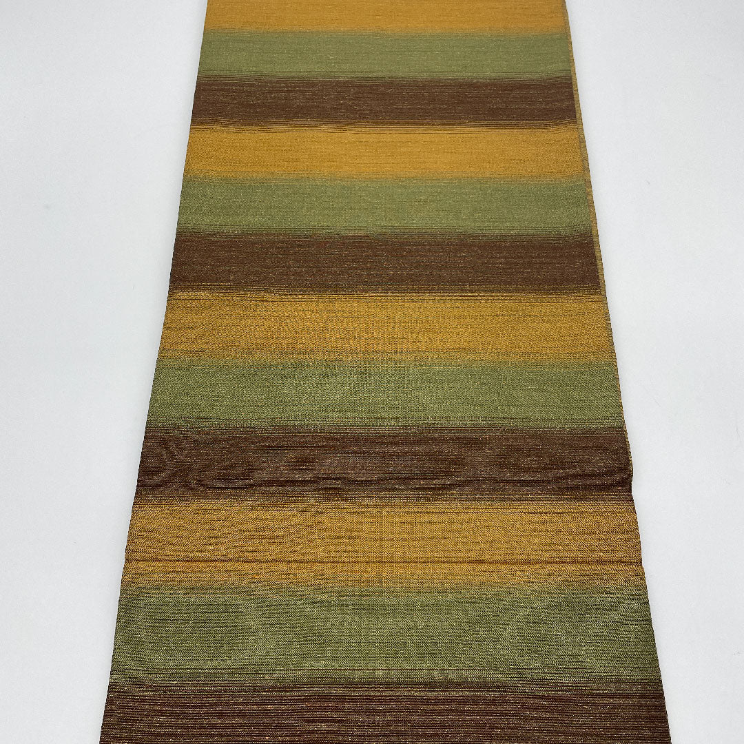 袋帯 幾何学模様 本泥染 帯丈430cm 正絹 Sランク 六通 セミフォーマル 茶系 1123001062314