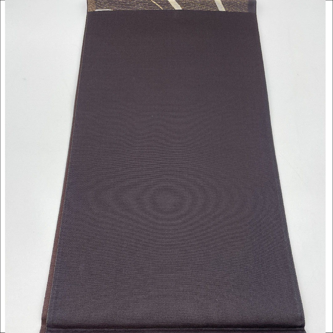 Fukuro Obi (Sash) with Geometric Pattern, Length 442cm, Pure Silk, S Rank, Six-way, Casual, Brown, 1123000772314