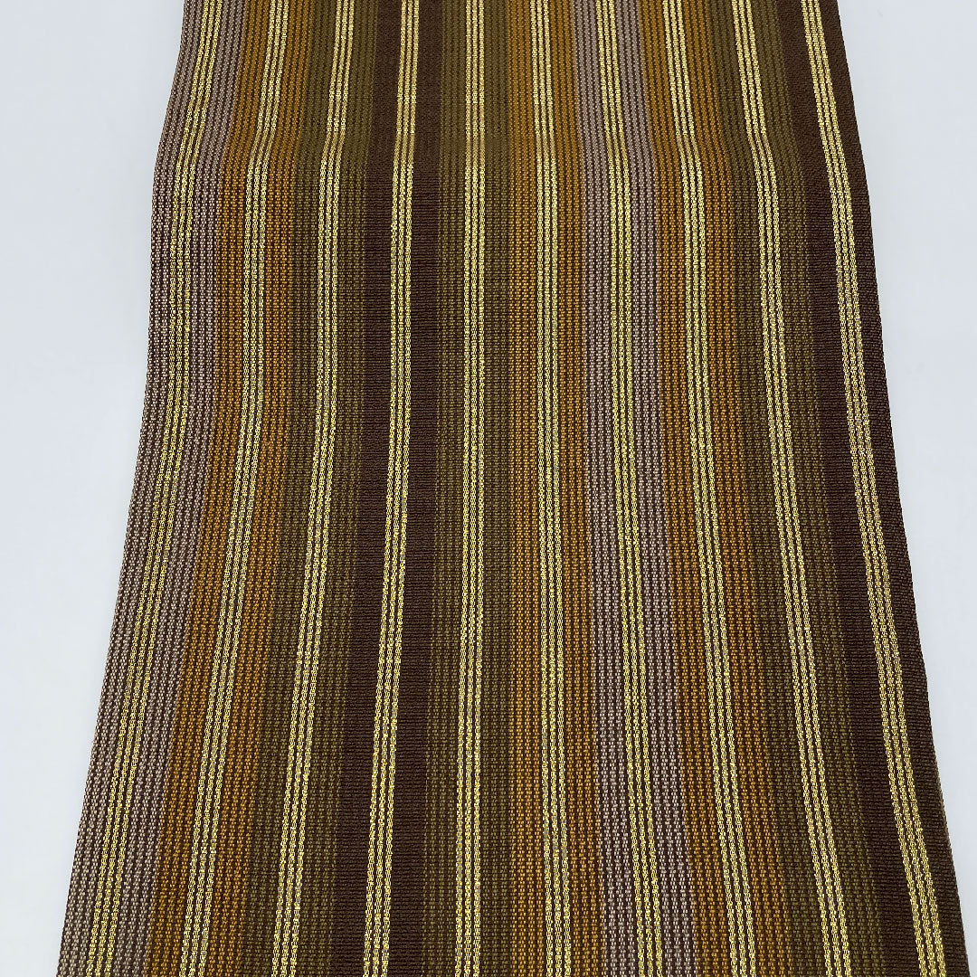 袋帯 組織り 幾何学模様 帯丈456cm 正絹 Sランク ポイント柄 セミフォーマル 茶系 1123000742414
