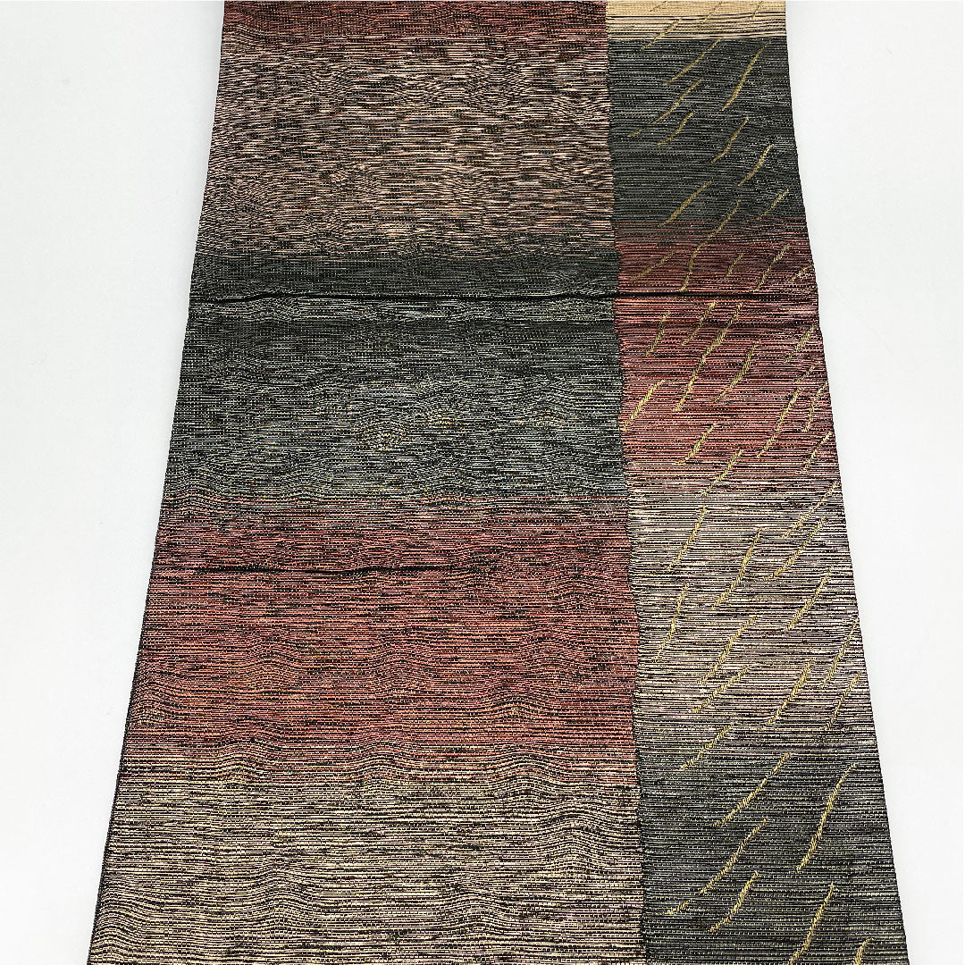 袋帯 帯丈440cm 正絹 Aランク 全通 カジュアル 緑系 1123000663319