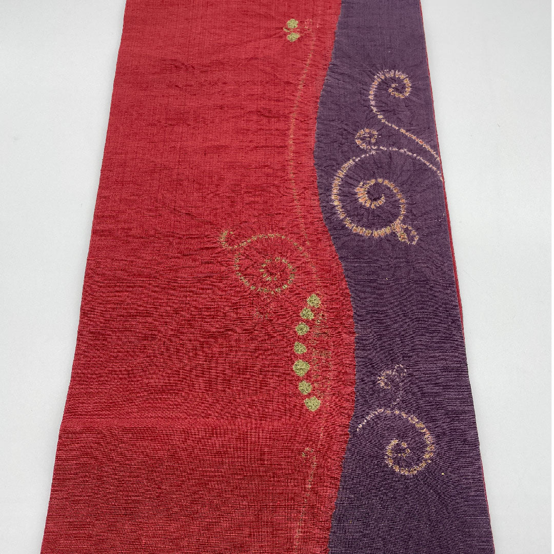 （未仕立）袋帯 帯丈428cm 正絹 Sランク 全通 カジュアル 赤系 1123000572312