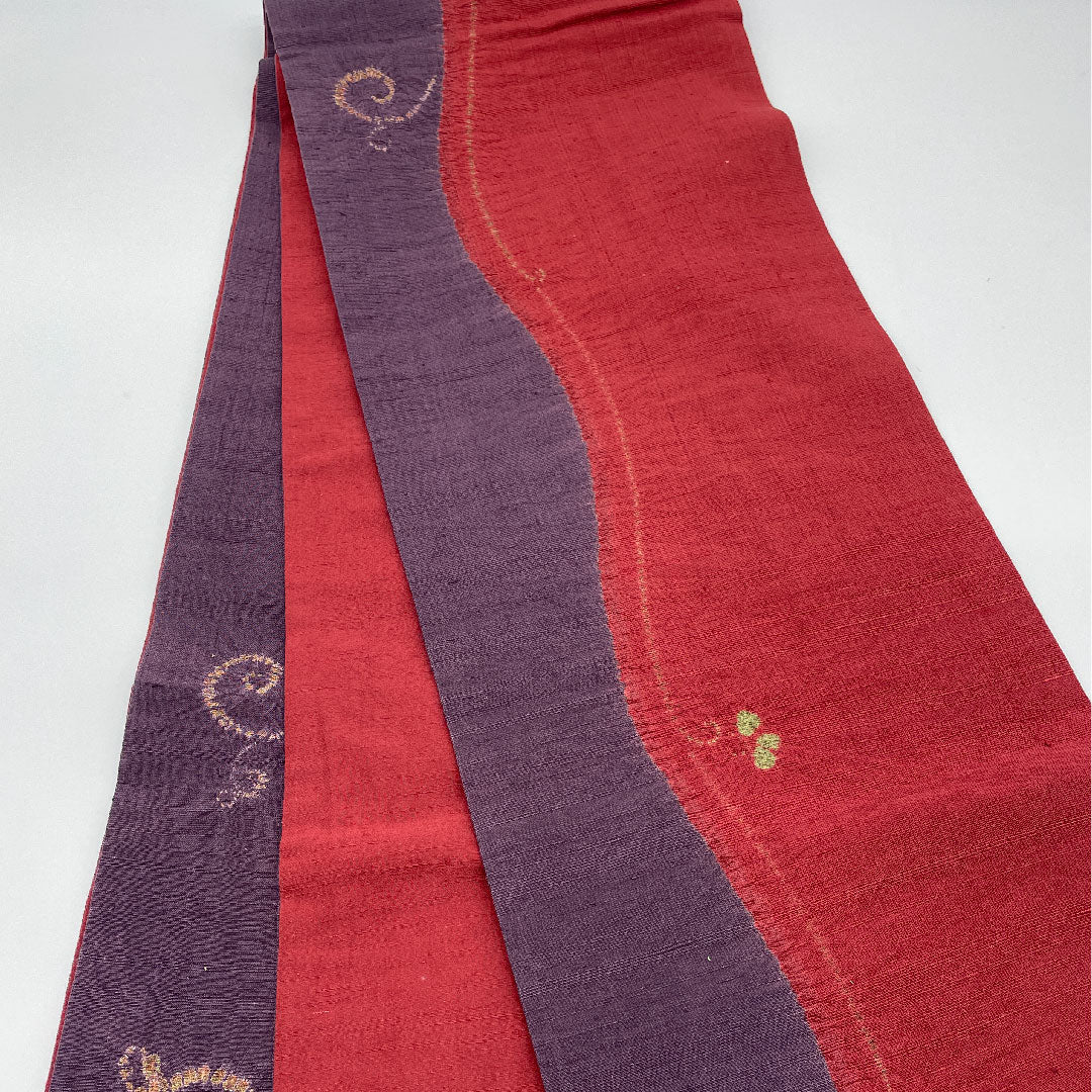 （未仕立）袋帯 帯丈428cm 正絹 Sランク 全通 カジュアル 赤系 1123000572312