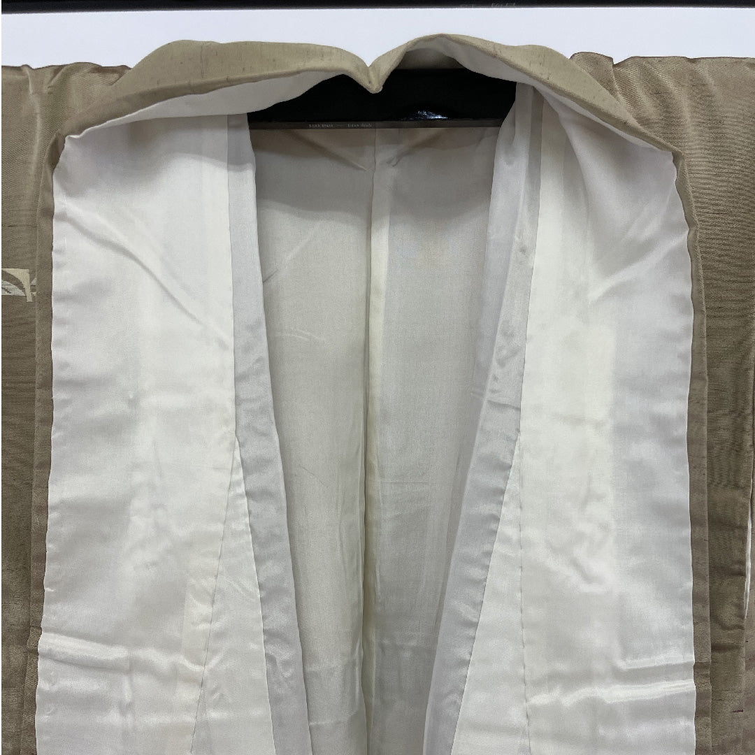 紬 身丈154cm 裄丈61.5cm すくい織 創作柄 正絹 美品 袷 ベージュ 1116000093215