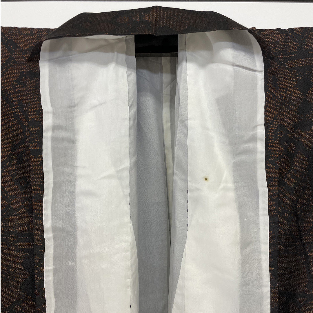 Oshima Tsumugi, Length 153cm, Sleeve length 63cm, Geometric, Pure silk, Excellent condition, Lined, Black, 1116000223210